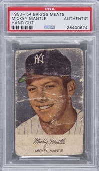 1953-54 Briggs Meats Mickey Mantle, Hand Cut – PSA Authentic